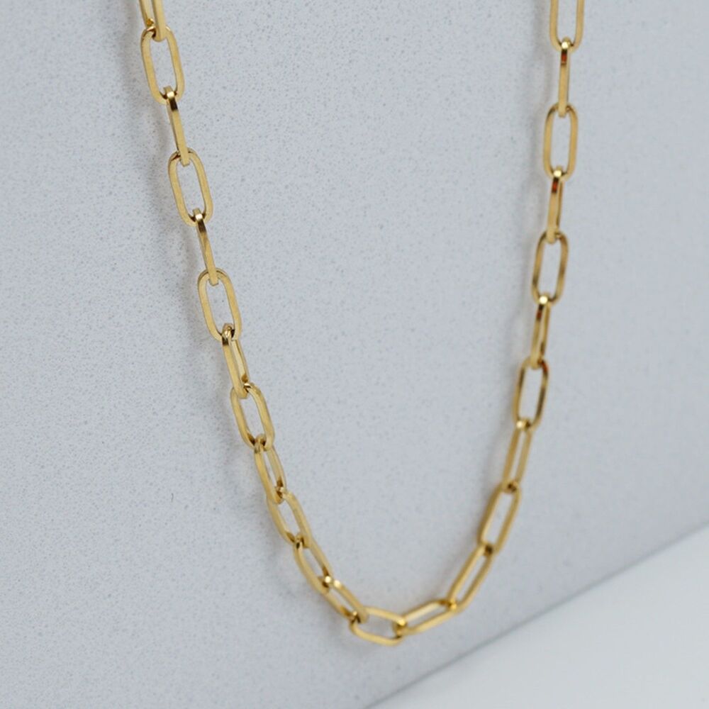 18K Gold Paperclip Necklace Minimalist Chain Dainty Gold Plated Jewelry Layering